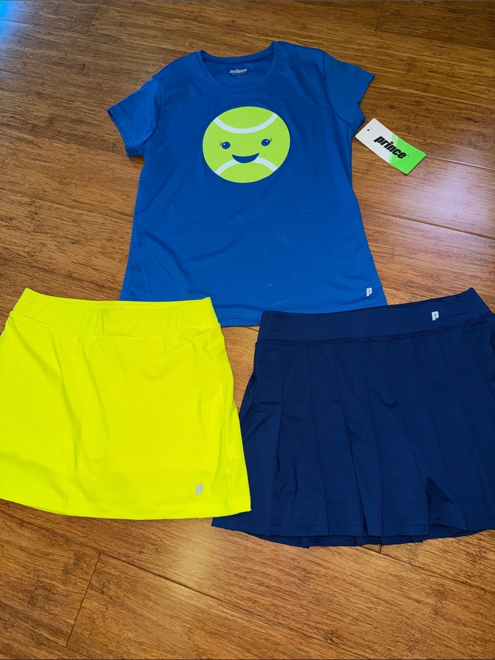 Prince girls tennis bundle of navy and neon skirts and graphic tee size 14 NWT